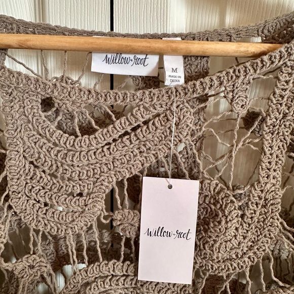 Willow + Root Mushroom Crochet Bell Sleeve Crop Top | Boho Y2K Street Style | M - Picture 3 of 6